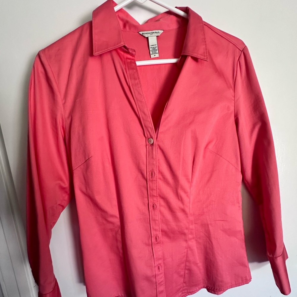 Banana Republic Coral Button Down Blouse - Size M